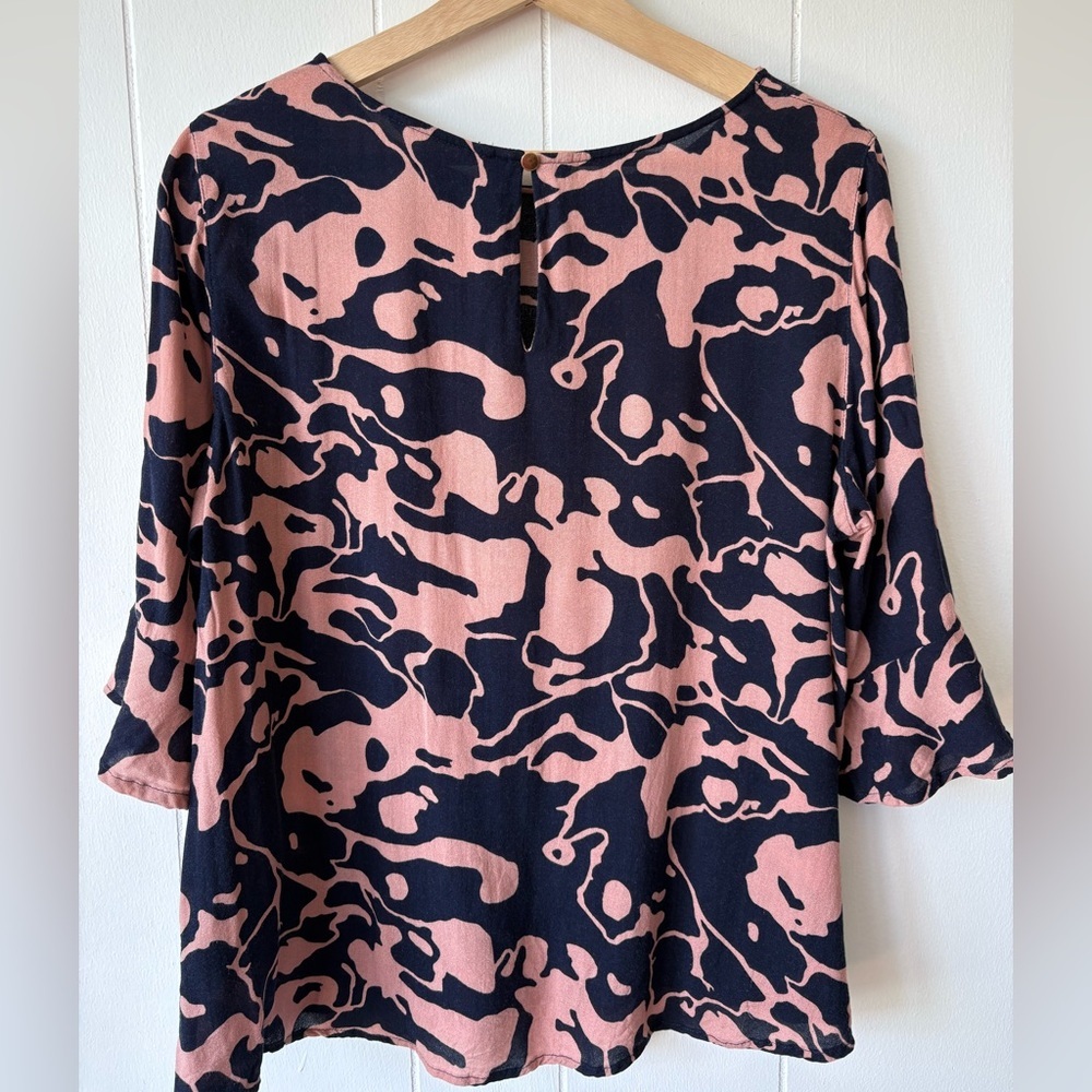 Zest Abstract Print Ruffle Sleeve Blouse | Size 14 - Picture 5 of 7